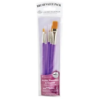 Royal & Langnickel® Zip N' Close Purple Gold Taklon 5 Piece Brush Set
