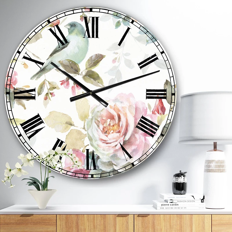 Designart Beautiful Bird Romance II Wall Clock