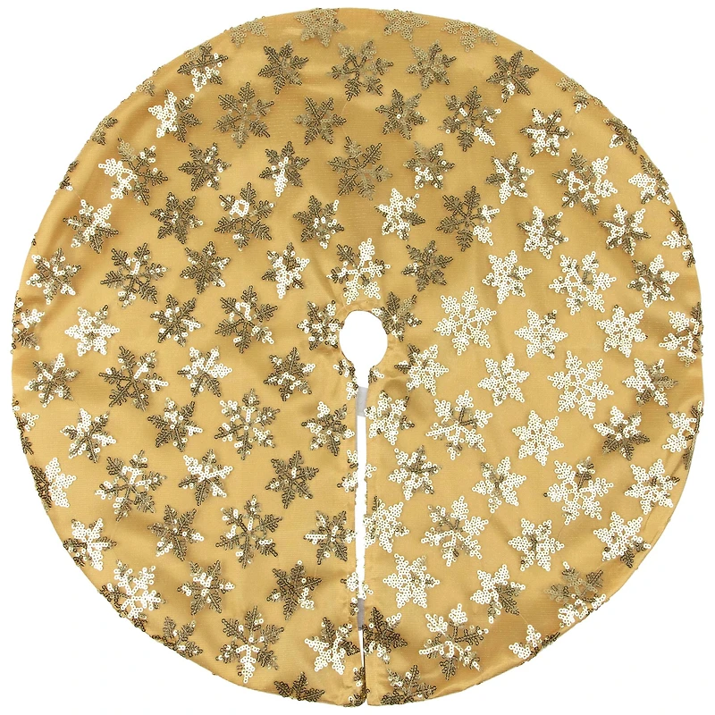 20" Gold Sequin Snowflake Mini Tree Skirt