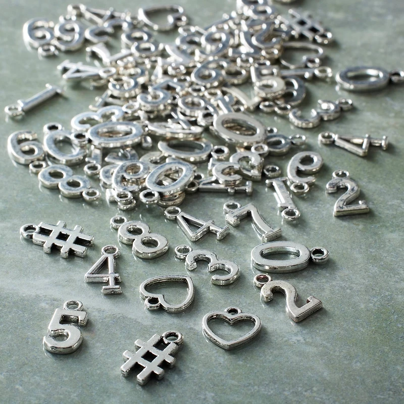 Silver Metal Number Beads by Bead Landing™