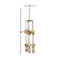 18" Brass Metal Eclectic Sun & Stars Wind Chime
