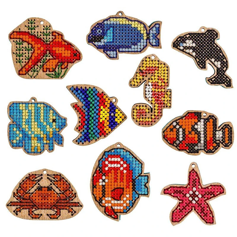 Wonderland Crafts Ocean Life Embroidery Wood Blanks Set