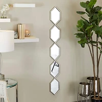 Silver Metal Slim Stacked Chain 5 Layer Wall Mirror with Trellis Pattern 7" x 1" x 59"