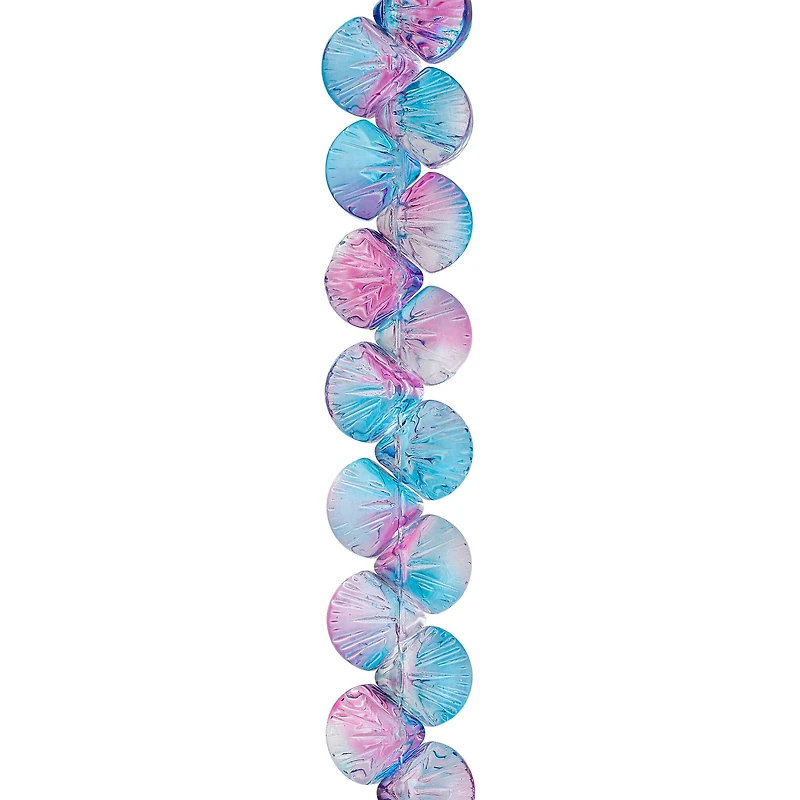 12 Pack: Pink & Blue Glass Shell Beads, 10mm by Bead Landing™