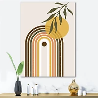 Designart - Abstract Yellow Sun With Retro Rainbow