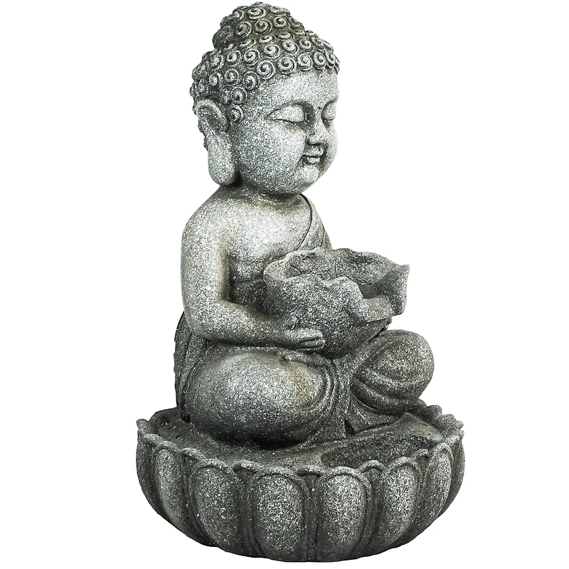 22" Buddha in Sukhasana Pose Outdoor Garden Water Fountain