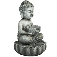 22" Buddha in Sukhasana Pose Outdoor Garden Water Fountain