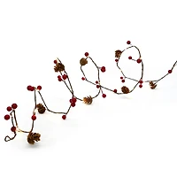 18ct. Warm White LED Red Berry & Pinecone Garland String Lights on Brown Wire by Ashland®