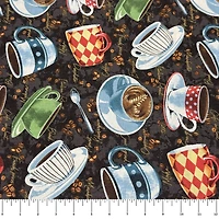 Feldman Brown Coffee Mug Toss Cotton Fabric