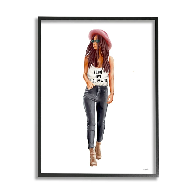 Stupell Industries Girl Power Phrase Fashionista Framed Wall Art