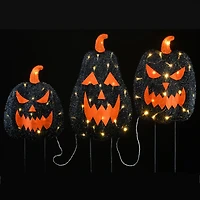 35" Black LED Jack-O-Lantern Halloween Garden Stakes