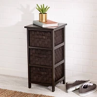 Honey Can Do 25" Small Espresso Storage Cabinet with Wood Frame & Woven Fabric Drawers