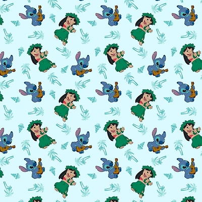 Disney® Blue & Green Lilo & Stitch Vacation Icons Cotton Fabric