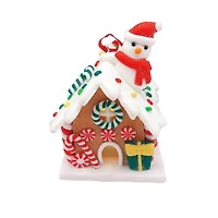 Wizardi Gingerbread Snow House with Snowman Christmas Ornament