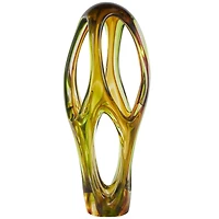 21" Orange Glass Abstract Ombre Cutout Sculpture