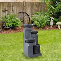 23" LED Cascading 4-Tier Bowl Outdoor Water Fountain