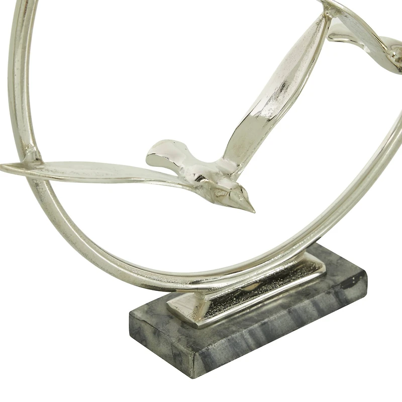 Silver Aluminum Modern Sculpture, Bird 18" x 19" x 5"