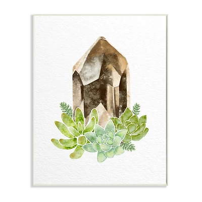 Stupell Industries Succulent Crystal Flower Watercolor Painting Wall Plaque