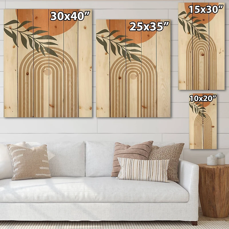 Designart - Abstract Sun Moon Leaves I