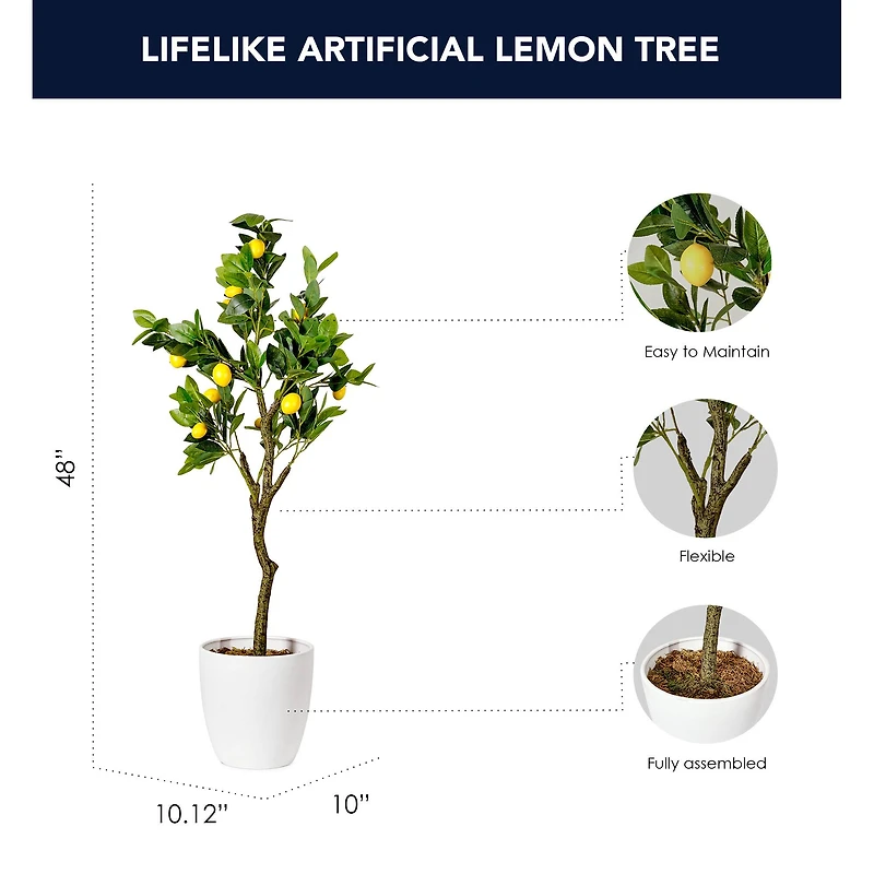 American Art Decor 4ft. Lemon Tree in White Ceramic Pot
