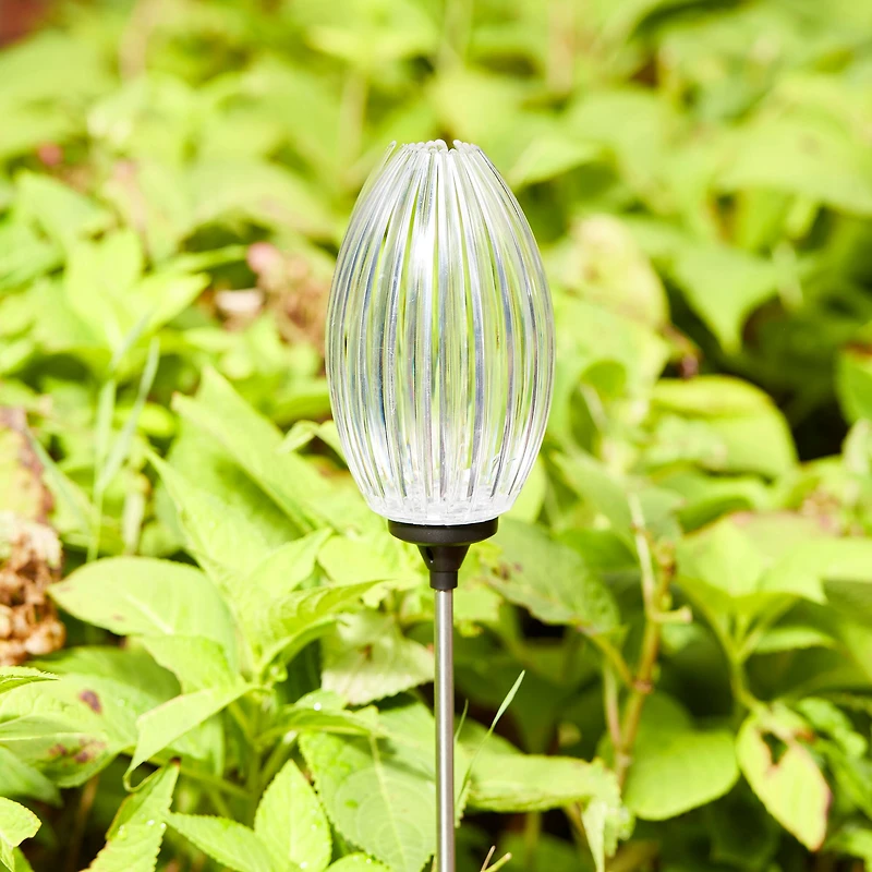 Glitzhome® 36" Solar Powered Oval Flower Stake Light with Stainless Steel Poles, 3ct.