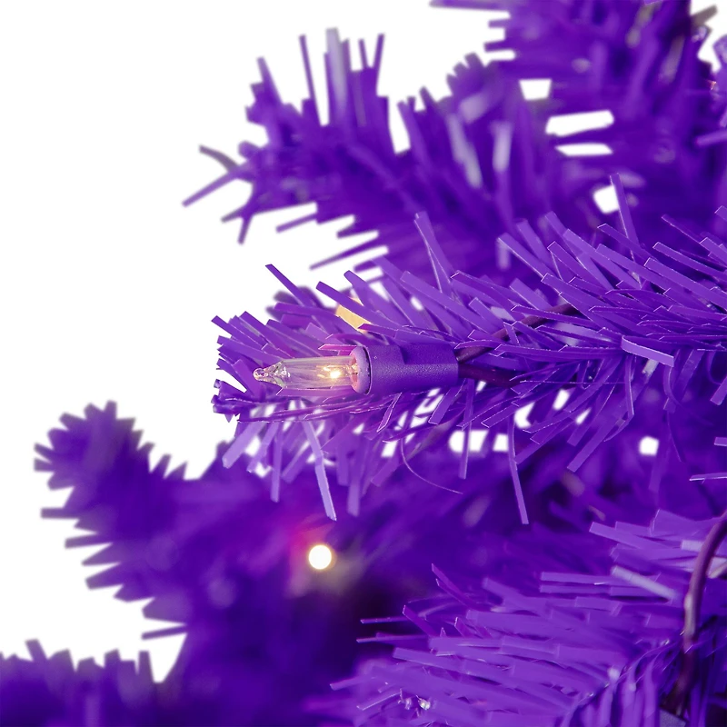 7ft. Pre-Lit Purple Pine Artificial Christmas Tree, Clear Lights
