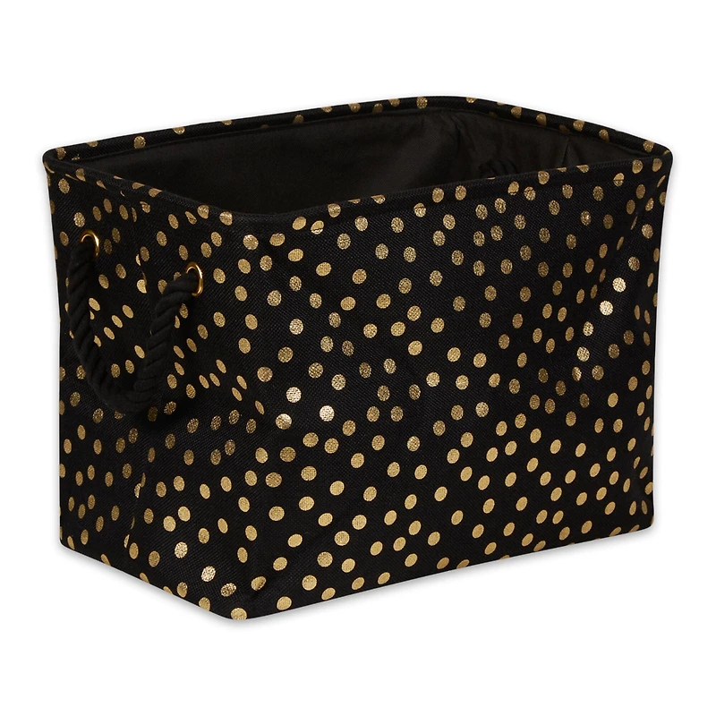 Medium Polyester Rectangle Bin With Gold Dots