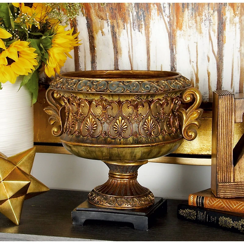 15" Gold Traditional Decorative Bowl