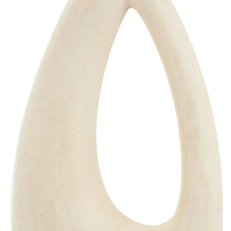 18" Beige Paper Mache Abstract Curved Vase with Handle