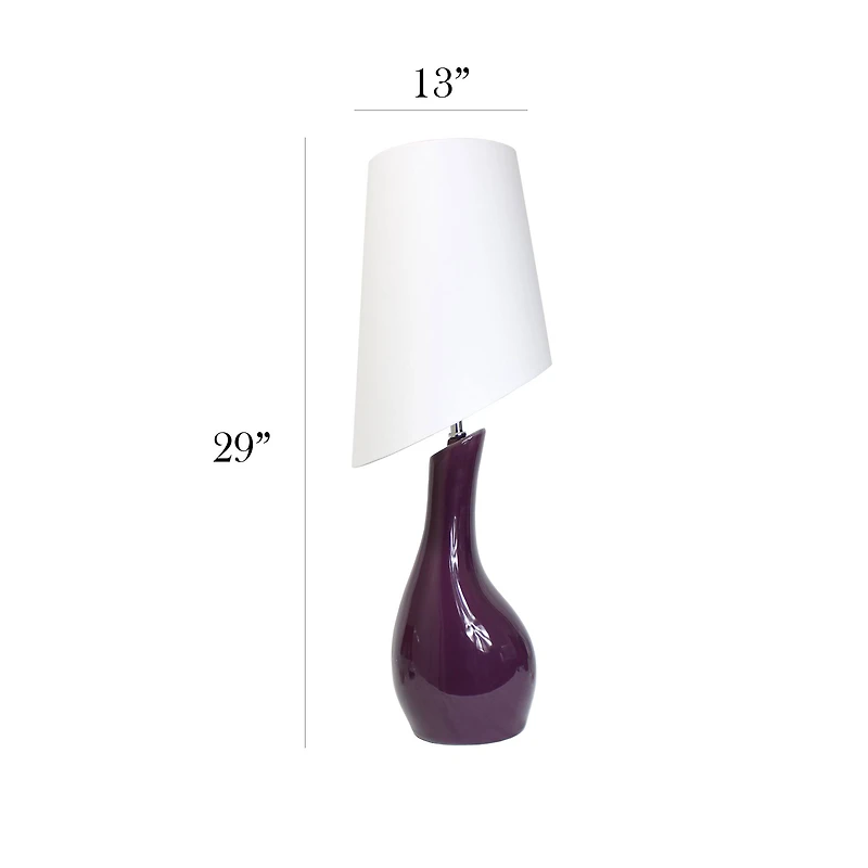 Elegant Designs™ 2.5ft. Curved Purple Ceramic Table Lamp with White Shade