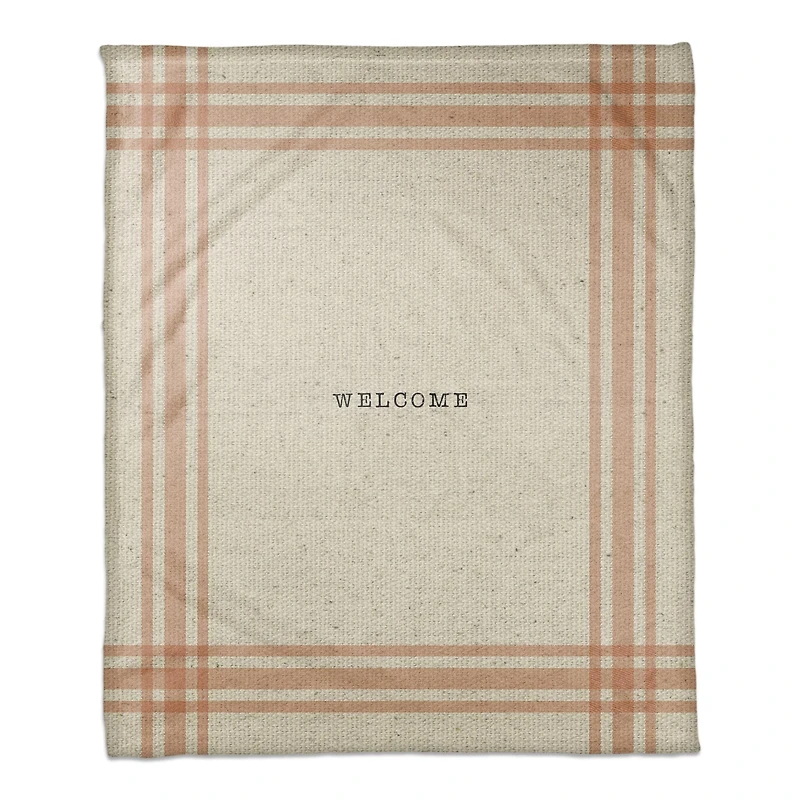 Plaid Border Welcome Fall Fleece Blanket