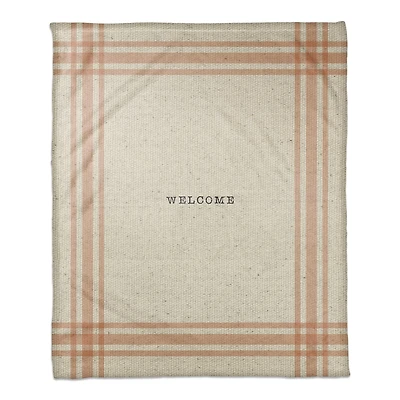 Plaid Border Welcome Fall Fleece Blanket
