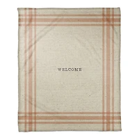 Plaid Border Welcome Fall Fleece Blanket