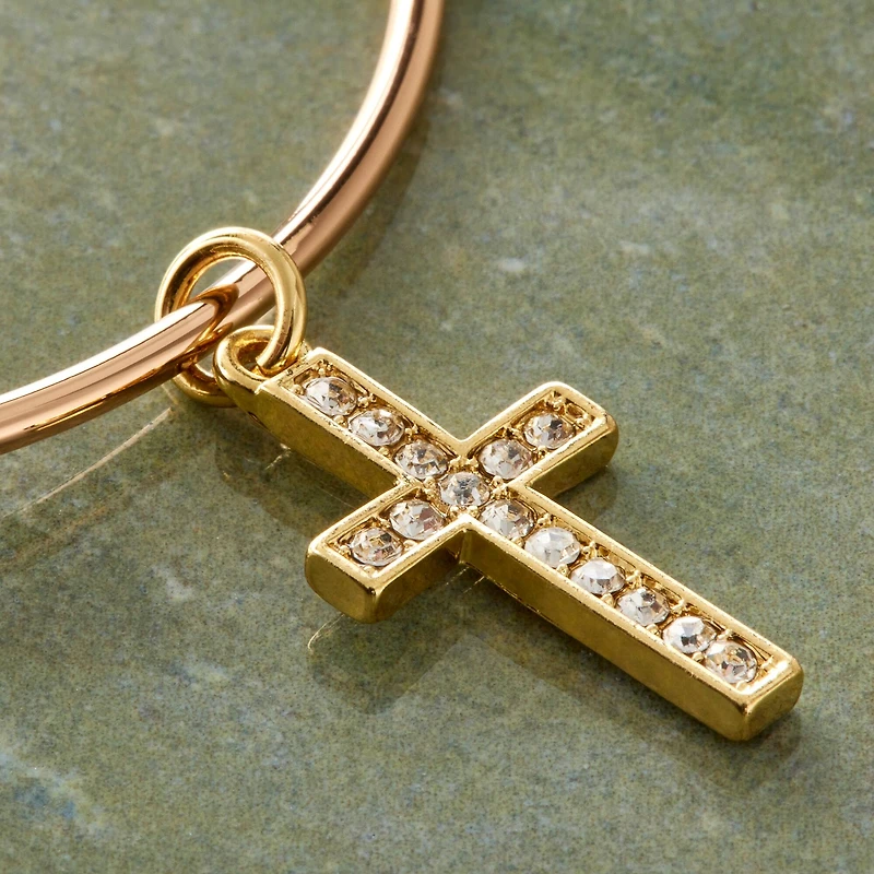 Charmalong™ 14K Gold Plated Pavé Cross Charm by Bead Landing™
