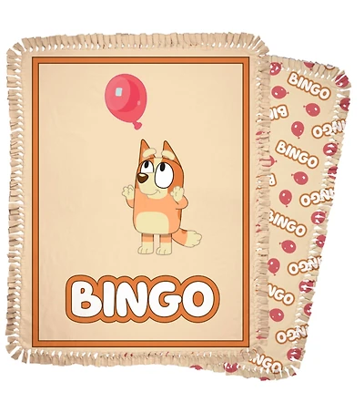 Bluey 48" Bingo with a Balloon No Sew Fleece Throw Kit