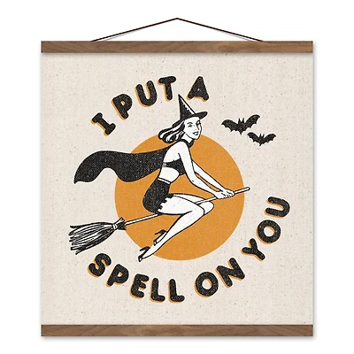 Retro Witch Teak Hanging Canvas Wall Art