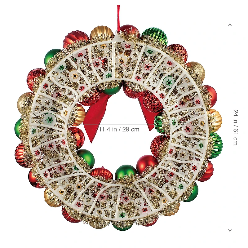 24" Red, Green & Gold Ornament Wreath with Bow by Ashland®