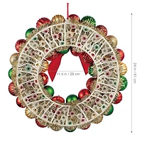 24" Red, Green & Gold Ornament Wreath with Bow by Ashland®