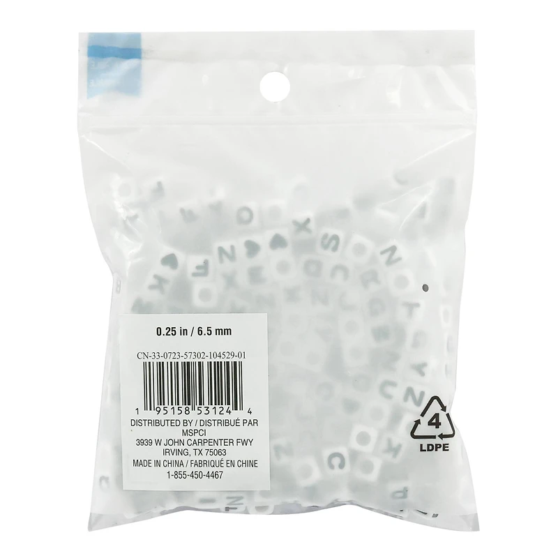 12 Packs: 340 ct. (4,080 total) Black & White Alphabet Beads by Creatology™, 6.5mm