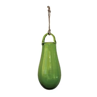 Hello Honey® 8" Green Hand Blown Glass Hanging Vase