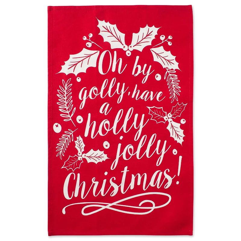 DII® Red & Green Boughs Of Holly Dishtowel Set