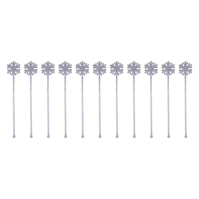 7" Glitter Snowflake Drink Stirrers, 12ct. by Makery™