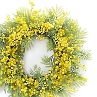27" Yellow Fern & Mimosa Wreath