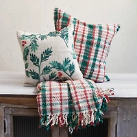 Hello Honey® 20" Red & Green Plaid Woven Throw Pillow