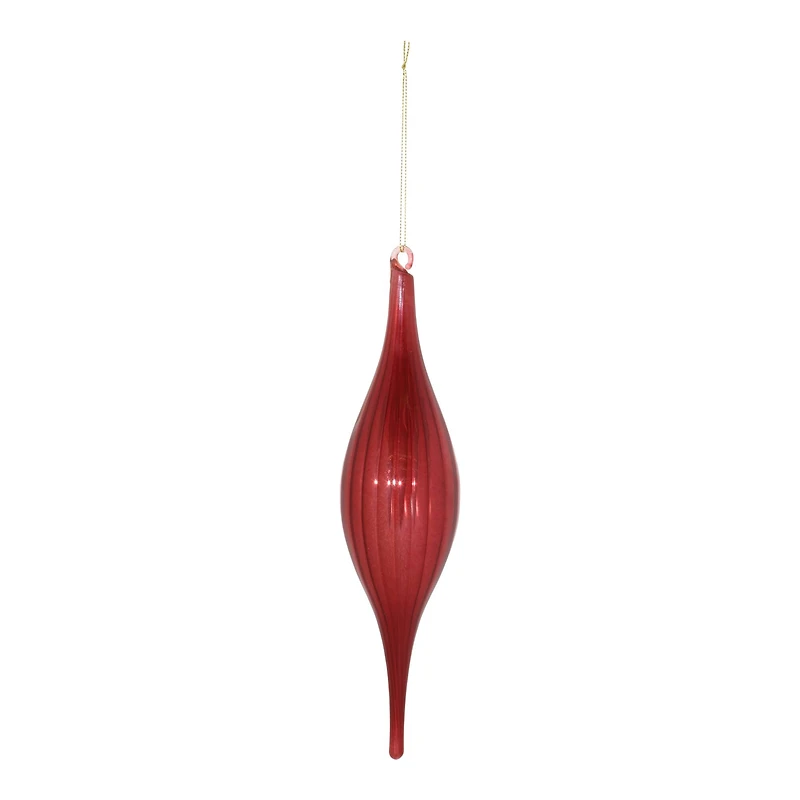 10.5" Red Ribbed Glass Drop Ornaments, 6ct.