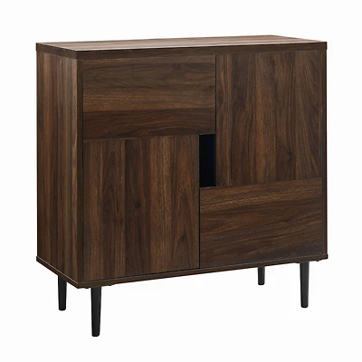 Walker Edison Dark Walnut/Navy Interior Modern Color Pop Accent Cabinet