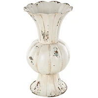 13.25" Distressed Cream Metal Tulip Vase
