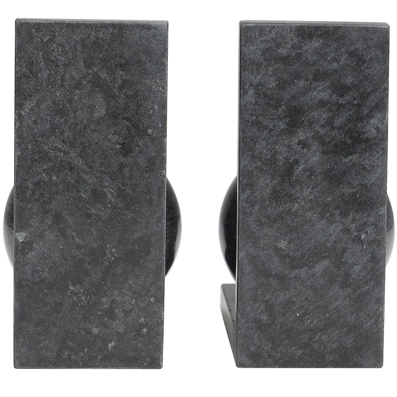 7.25" Black Orb Modern Marble Bookends, 2ct.