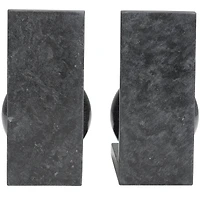 7.25" Black Orb Modern Marble Bookends, 2ct.