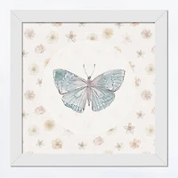 Butterfly & Floral White Framed Canvas